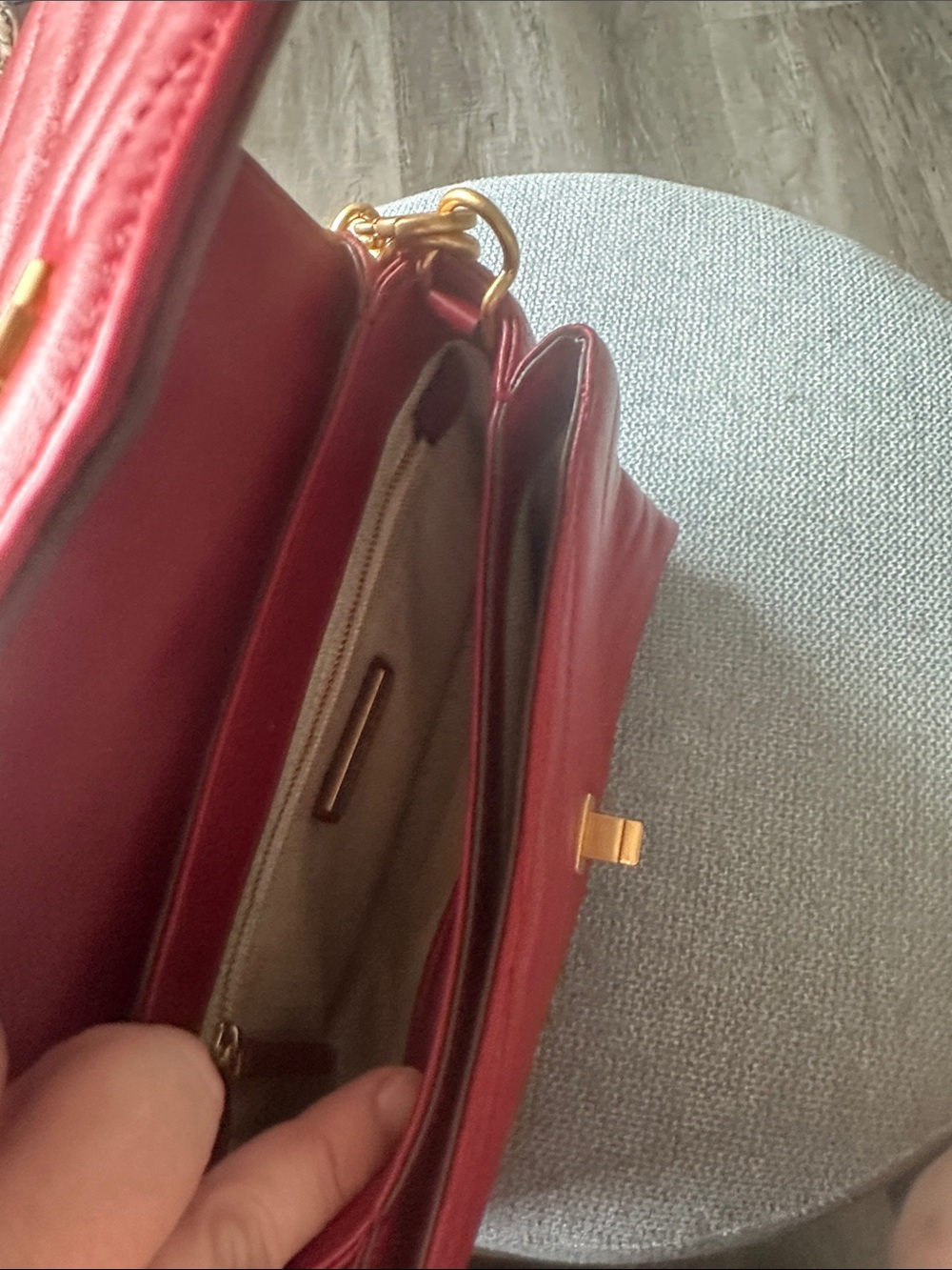 Tory Burch Red Quilted Leather Top-Handle Satchel with Gold Logo Accent - Picture 7 of 8